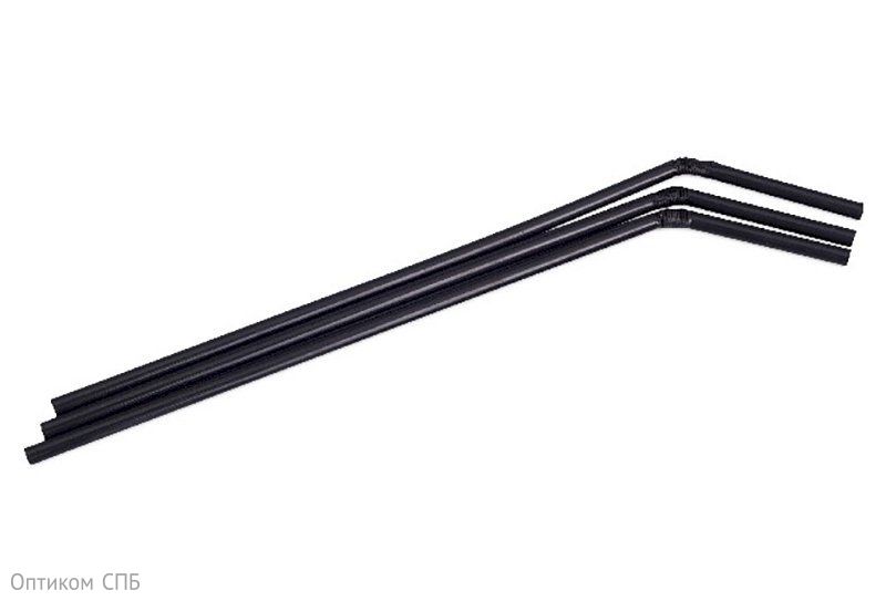 Трубочка гофрированная с изгибом, диаметр 5 мм, 24 см, черная, 250 штук в упаковке