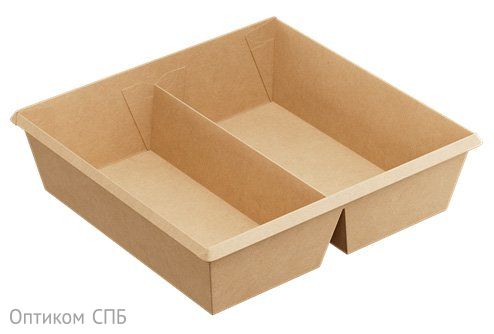 Контейнер OneClick выполнен из крафтового картона. Имеет прямоугольную форму. Обеспечивает надежную защиту от протеканий. Уникальная технология сформированного борта обеспечивает герметичность при переворачивании контейнера. Борта зафиксированы под острым углом, благодаря чему крышка крепко держится при движении и сгибах. Запаянные внутренние углы обеспечивают защиту контейнера от жира и влаги, отсутствие прорезей обеспечивает устойчивость к конденсату при фасовке горячих блюд. Не требует сборки, прост в использовании. Разделение на две секции позволяет разместить основное блюдо с гарниром или салатом без смешивания ингредиентов. Размер 190х200х55 мм. Объем 1200 мл. В упаковке 20 штук. Контейнер совместим с крышкой арт. 19-5392 (поставляется отдельно). 