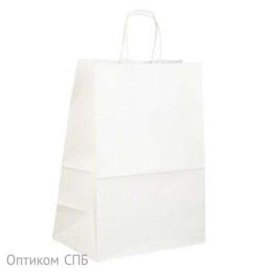 Пакет-сумка крафт, 26+15х35 мм, с кручеными ручками, белый, 300 штук