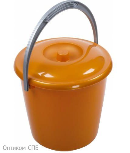 Ведро пластиковое Соло, 7 литров, с крышкой, оранжевое