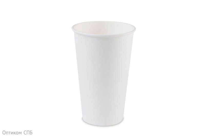 Стакан бумажный 400 мл, диаметр 90 мм, высота 136 мм, полный объем 500 мл, белый, 50 штук