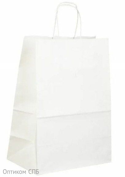 Пакет-сумка с кручеными ручками, 32+18х37 см, 80 г/м2, белый крафт, 250 штук