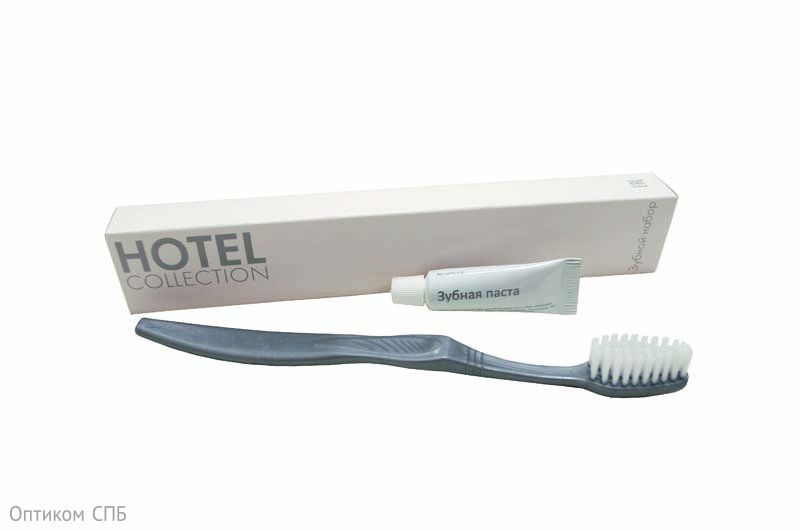 Набор Hotel Collection для гигиены полости рта состоит из зубной щетки 14 см и зубной пасты в тюбике 4 мл. Материал упаковки -
картон. В коробке 200 штук. 
