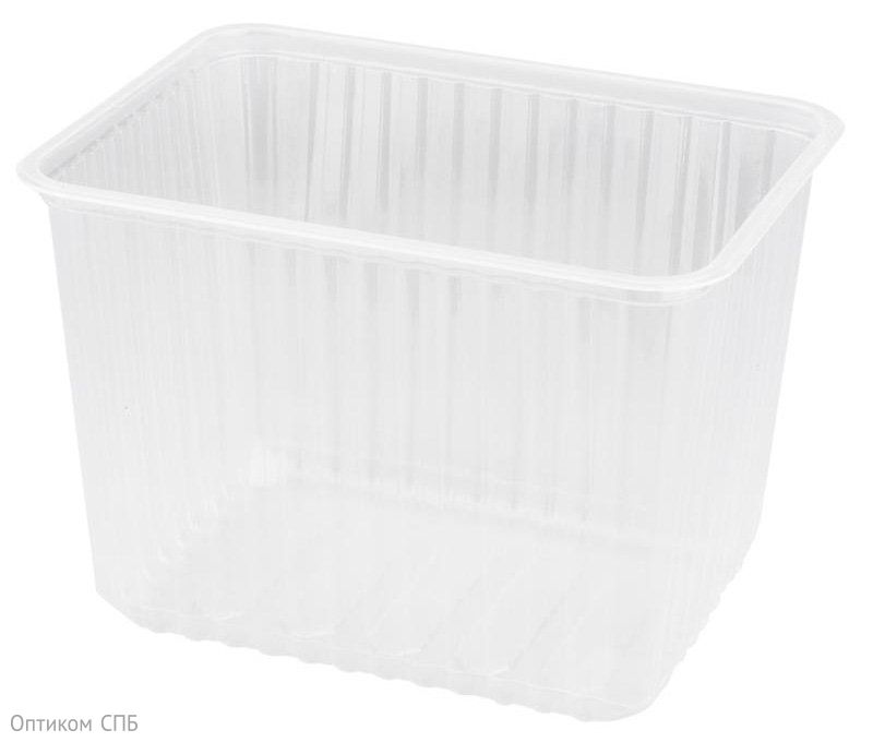Контейнер прямоугольный, 2000 мл, 179х132х125 мм, прозрачный ПП, 50 штук (крышка 17-3699)