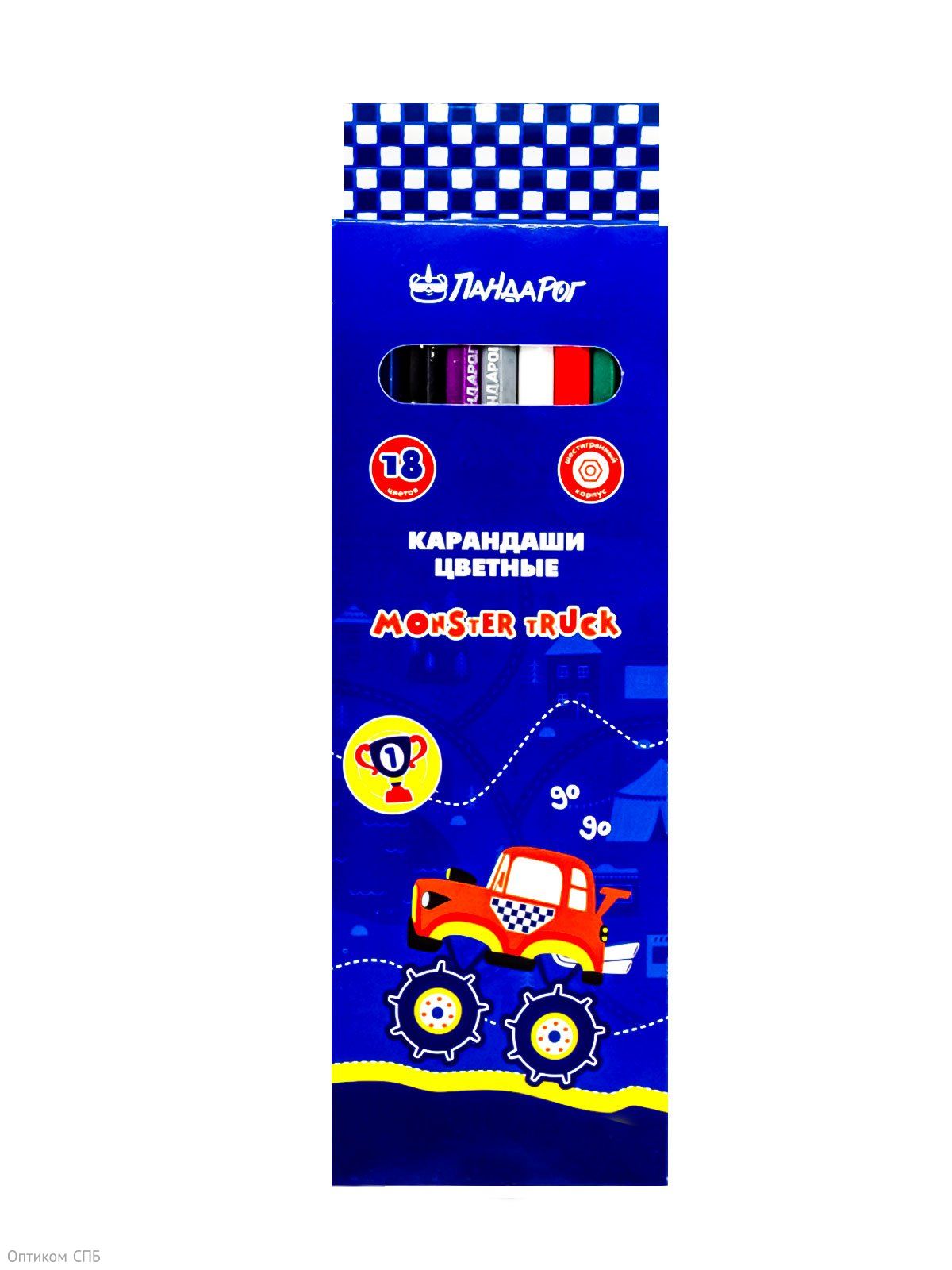 Карандаши цветные ПандаРог Гонка, 18 цветов, пластиковые, шестигранные