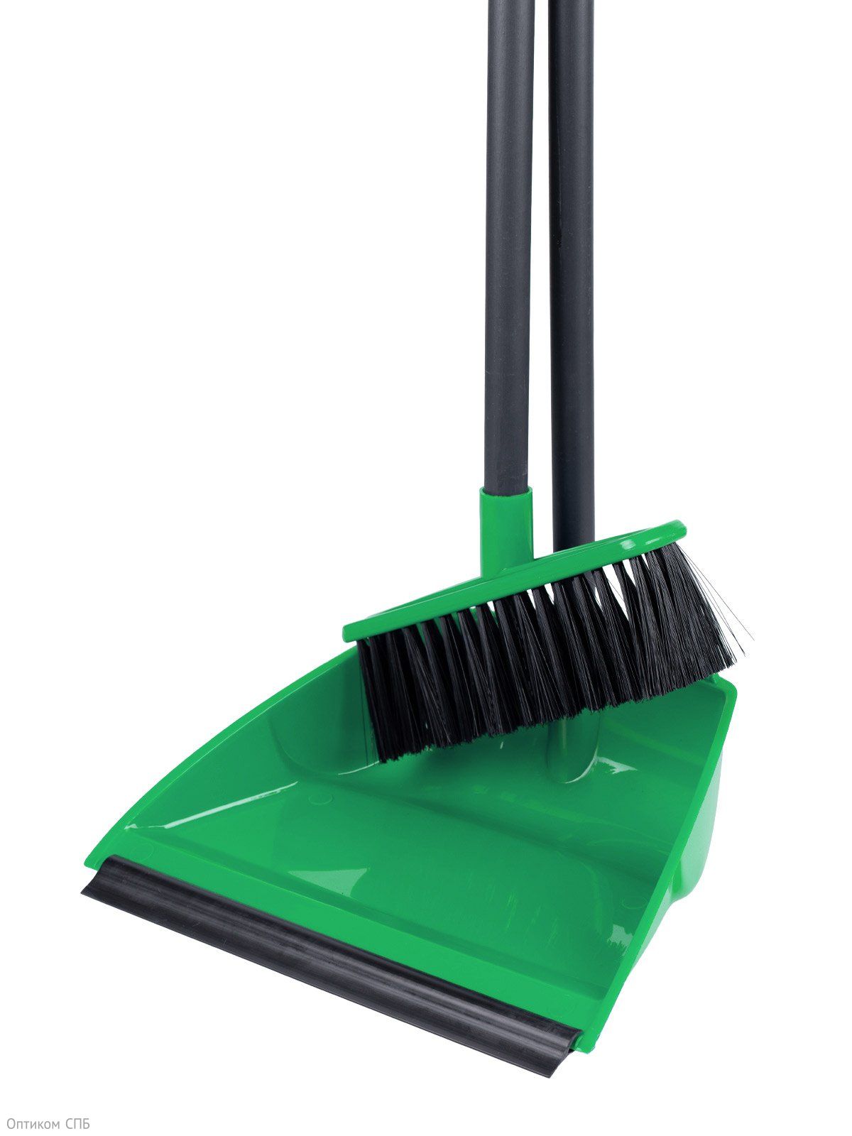 Комплект для уборки Optiline щетка Ленивка с совком на длинных ручках, зеленый - фото №1