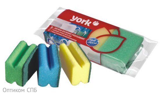 Губка кухонная профилированная York двухслойная, универсальная очень прочная. Имеет эргономичный дизайн, что делает ее простой в использовании, прекрасно лежит в руке, а руки и ногти менее уязвимы к повреждениям. Мягкая сторона губки хорошо справится с небольшими пятнами, не царапая деликатную поверхность. Грубый слой фибры отлично справляется со стойкими загрязнениями. Идеально подходит для ежедневного использования, для мытья и вытирания столешниц и других поверхностей. Хорошо пенит моющие средства, благодаря чему позволяет их экономить. Размер губки 9х7х4,3 см, в упаковке 3 штуки, в коробке 45 упаковок.
