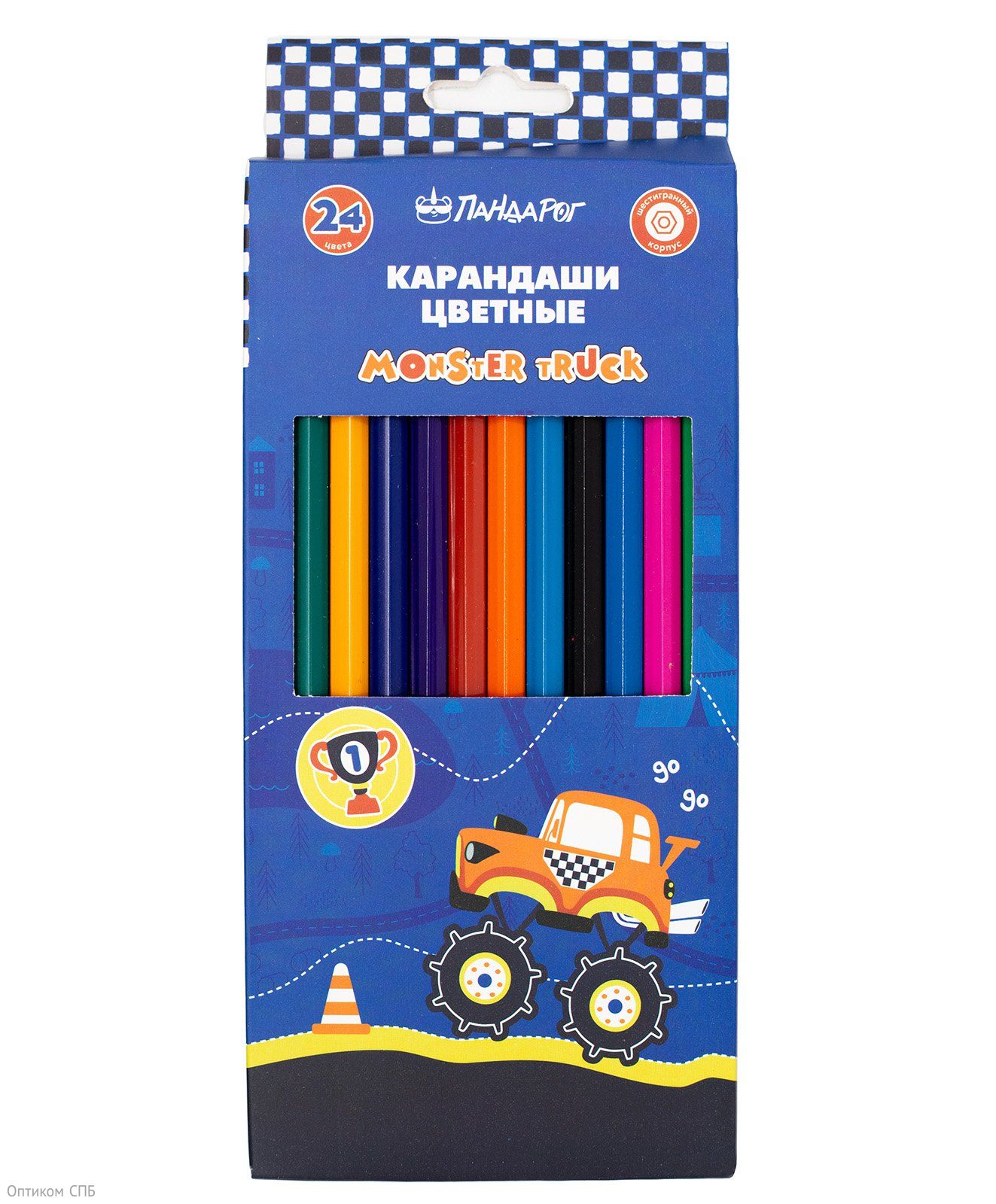 Карандаши цветные ПандаРог Гонка, 24 цвета, пластиковые, шестигранные