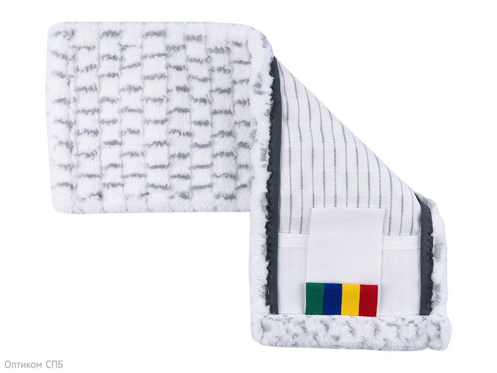 МОП плоский текстильный Optiline, 40х13 см, универсальный, микрофибра с абразивом, белый