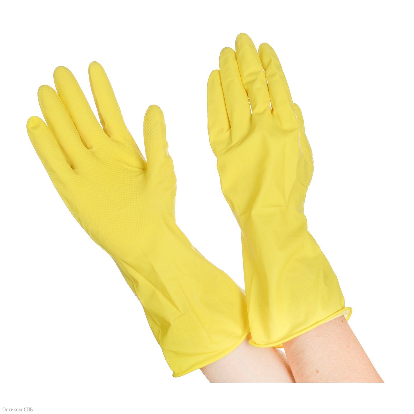 Перчатки резиновые хозяйственные Optiline (Оптилайн), с валиком. Предназначены для бытового использования во время уборки, стирки, мытья автомобиля, садовых работ. Размер S. Цвет желтый.