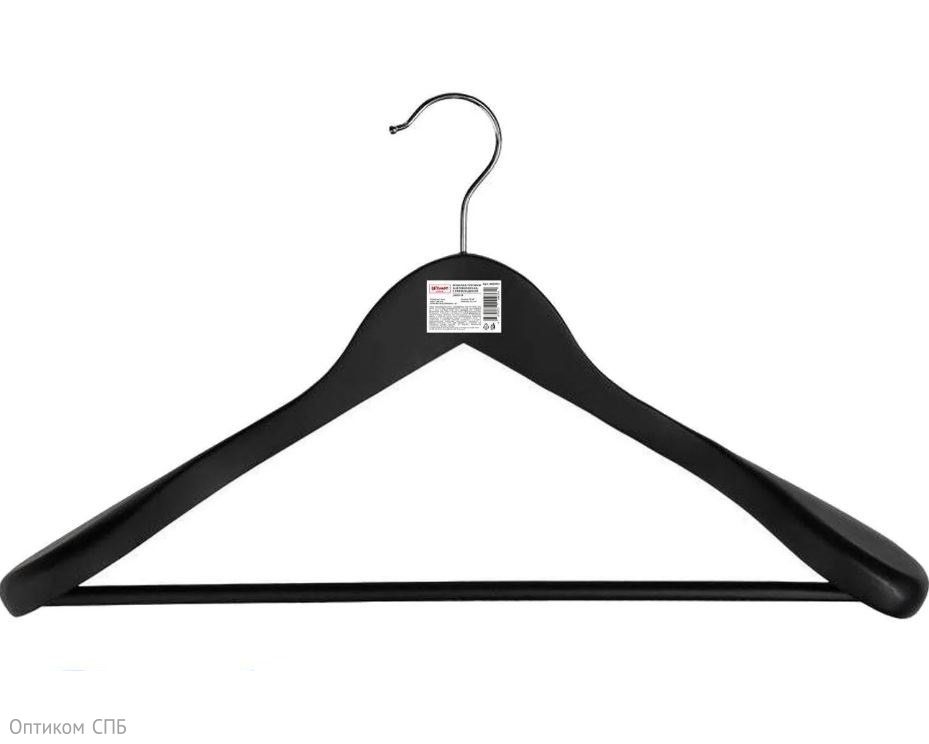 Вешалка-плечики деревянная, размер 48-50, чёрная