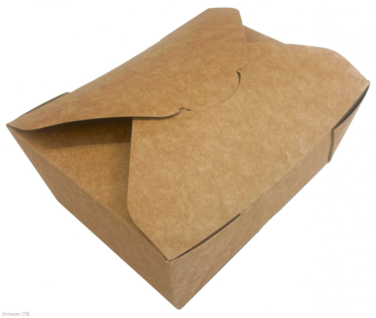 Контейнер Fold Box из крафтового картона с внутренней ламинацией используется для упаковки готовых блюд. Соответствует гигиеническим нормам, безопасен для контакта с пищей. Устойчив к деформации и перепадам температур. Подходит для холодных и горячих продуктов. Внутренняя ламинация защищает от влаги, соусов, жиров и масел, предотвращает размокание. Безопасен для хранения в холодильнике и разогрева в микроволновой печи. Верхняя часть конструкции собирается в крышку с замком, защищает от загрязнений, проливания и заветривания, сохраняет свежесть. Контейнеры компактны при хранении, легко штабелируются. Подходят для фастфуда, кафе, доставки, кулинарий и фуд-кортов. Объём 900 мл. Размер 150×115×70 мм. В упаковке 60 штук.