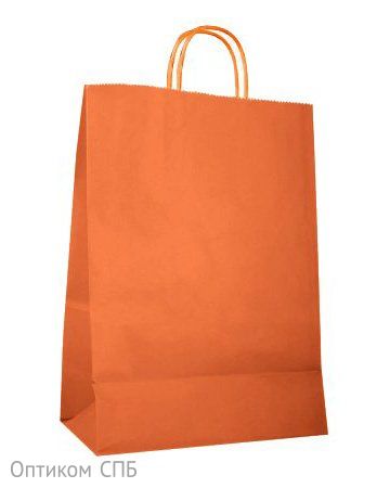 Пакет-сумка с кручеными ручками, 24+14x28 см, 70 г/м2, крафт оранжевый