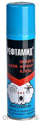 Аэрозоль-репелент от комаров, мошек, клещей Рефтамид Максимум, 147 мл, 24 штуки
