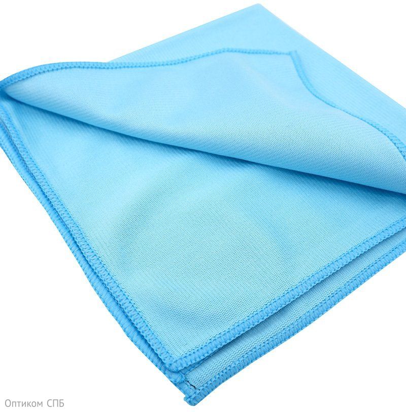 Салфетка из микрофибры 40х40 см для стекол и зеркал, 250 г/м2, голубая