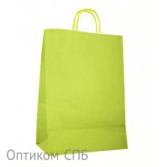 Пакет-сумка с кручеными ручками, 24+14x28 см, 70 г/м2, крафт лайм