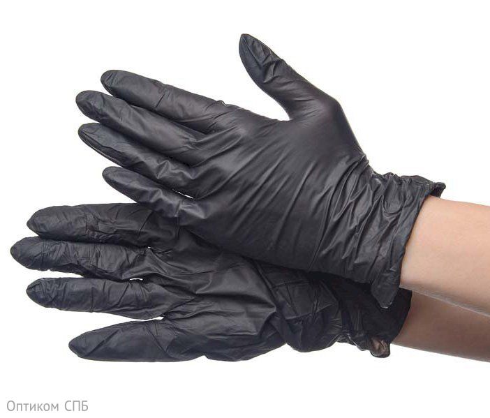 Перчатки нитриловые Optiline, размер М, черные, 200 штук