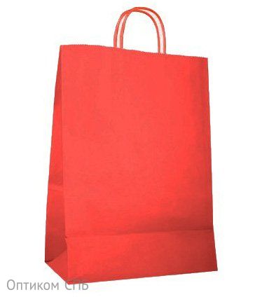 Пакет-сумка с кручеными ручками, 24+14x28 см, 70 г/м2, крафт красный