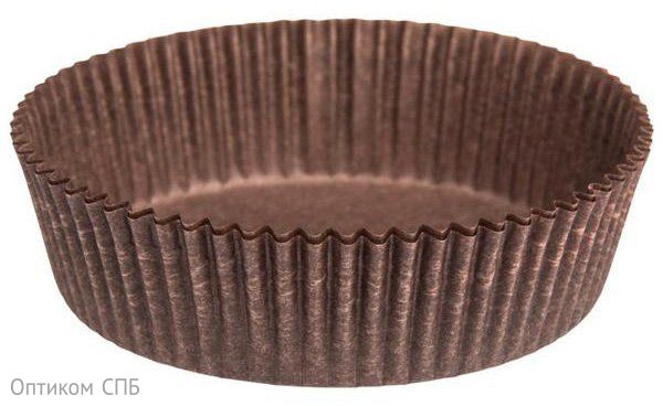 Бумажная форма для пирожных, круглая, диаметр 70 мм, высота 25 мм, коричневая, 1000 штук