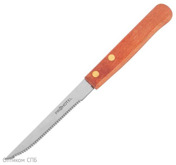 Нож для стейка Проотель, сталь нержавеющая, дерево, длина 20/10 см, коричневый