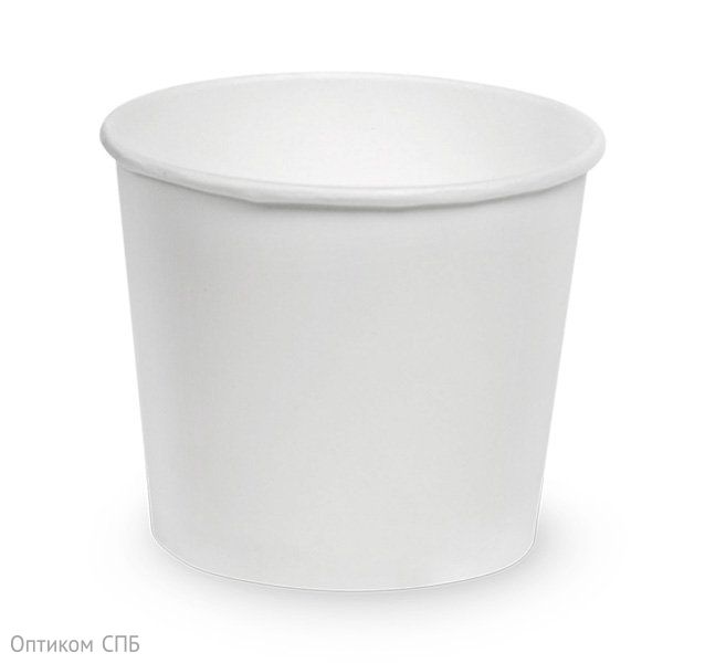 Контейнер бумажный OSQ Round Bowl, 500 мл, диаметр 100 мм, высота 95 мм, белый, 30 штук (крышка 19-6430)