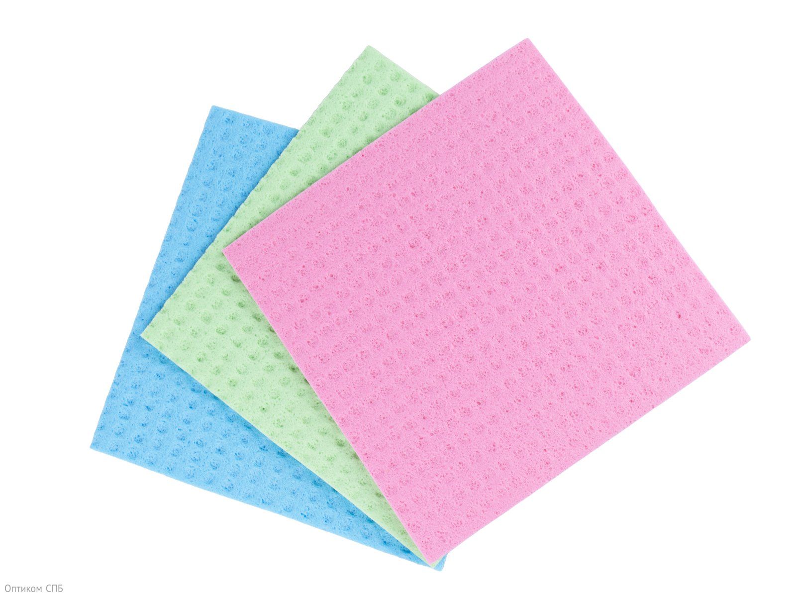 Салфетка губчатая Optiline предназначена для эффективной влажной уборки различных поверхностей. Изготовлена из высококачественного губчатого материала (регенерированной целлюлозы и хлопка), обеспечивает отличное впитывание влаги и удаление загрязнений. Универсальная салфетка подходит для очистки кухонных поверхностей, столешниц, бытовой техники, мебели и других гладких покрытий. Мягкая структура материала деликатно воздействует на поверхности, не оставляет следов и повреждений. Губчатая текстура эффективно собирает пыль, грязь и жидкости, обеспечивая качественную уборку. Салфетка легко отжимается и быстро высыхает после использования. Компактный размер 15х15 см делает ее удобной для работы в труднодоступных местах и детальной очистки небольших поверхностей. Прочный материал выдерживает многократные стирки, сохраняя свои рабочие свойства. В упаковке 3 штуки. Цвет: зеленый, розовый, голубой.