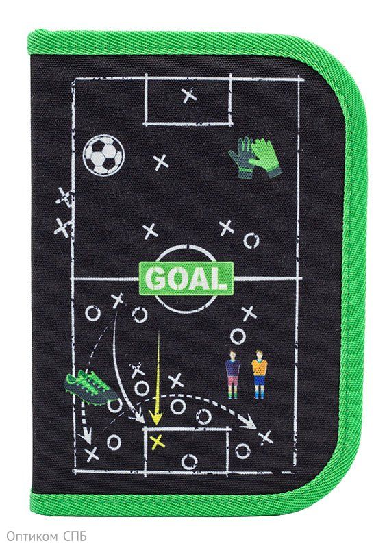 Пенал каркасный ПандаРог Football match, 1 отдел, 2 дополнительные откидные секции, 200х140х35 мм, ПЭС+картон