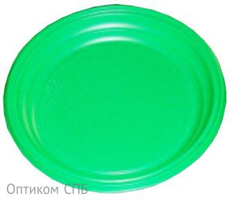Тарелки пластиковые одноразовые, диаметр 20,5 см, зеленые, полистирол, 100 штук в упаковке