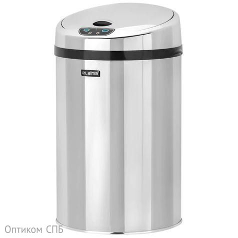 Ведро для мусора сенсорное Лайма 12 литров, нержавеющая сталь, зеркальная крышка, питание от 4-х батареек AA