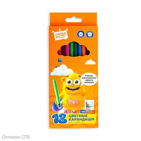 Карандаши цветные ПандаРог "Эмоциональный интеллект", 12 цветов, пластиковые, шестигранные