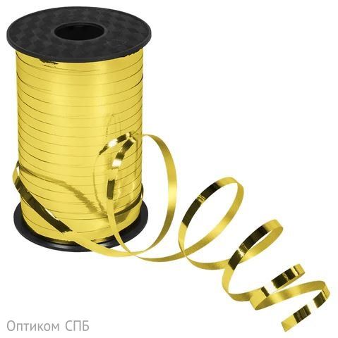 Лента декоративная 0,5 см х 250 м, золото/металлик