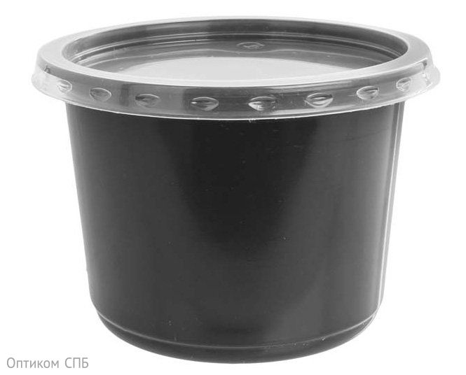 Контейнер СтиролПласт круглый 500 мл, диаметр 115 мм, черный ПП, 50 штук (крышка 17-4545)