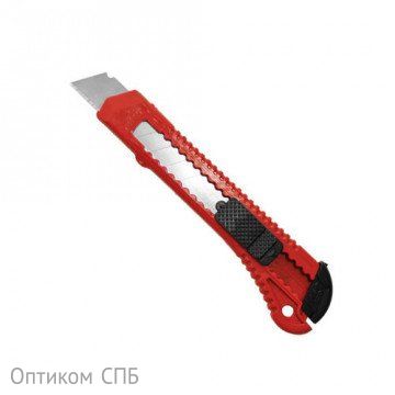 Нож канцелярский 18 мм с фиксатором, красный