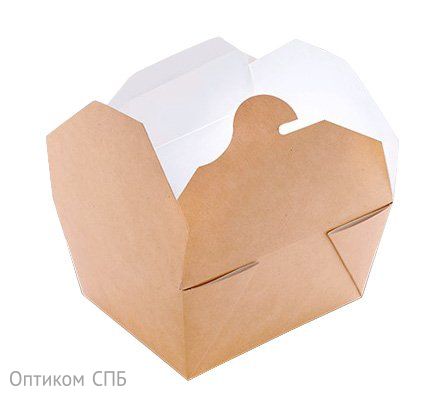 Контейнер Fold Box выполнен из плотного пищевого картона с ламинацией. Подходит для упаковки холодных и горячих блюд. Соответствует гигиеническим нормам, безопасен для контакта с пищей. Устойчив к деформации и перепадам температур. Безопасен для хранения в холодильнике и разогрева в микроволновой печи. Внутренняя ламинация защищает от влаги, соусов, жиров и масел, предотвращает размокание. Верхняя часть конструкции собирается в крышку с замком, защищает от загрязнений, проливания и заветривания, сохраняя свежесть продукта. Контейнеры компактны при хранении, легко штабелируются. Подходят для фастфуда, кафе, доставки, кулинарий и фуд-кортов. Объём 600 мл. Размер 113х90х64 мм. В упаковке 50 штук. 