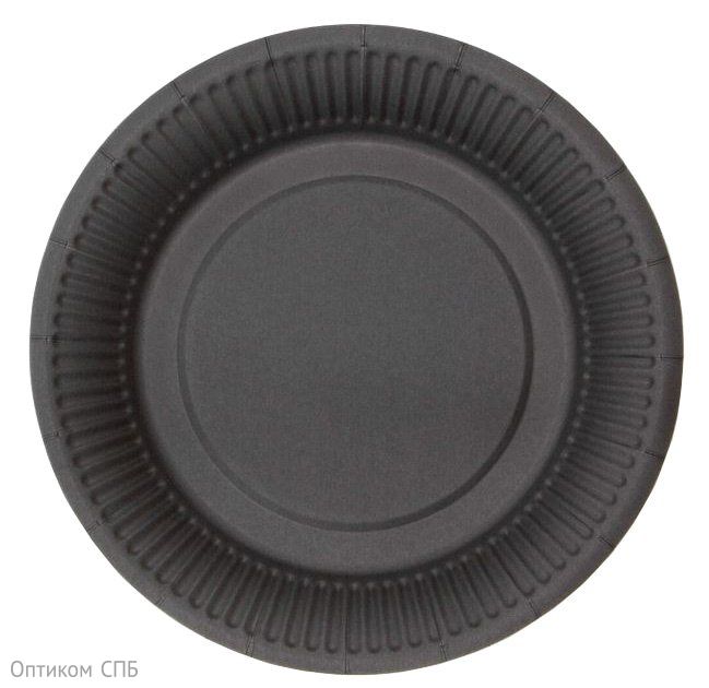 Тарелка картонная, диаметр 180 мм, чёрная, 100 штук