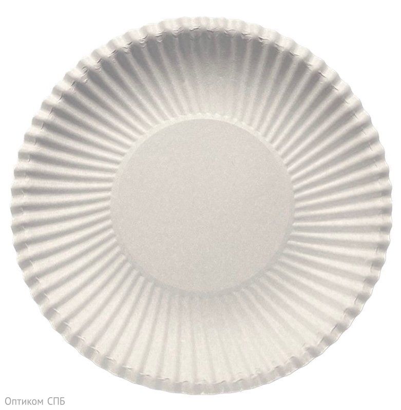Тарелка картонная, диаметр 210 мм, неламинированная, белая, 100 штук