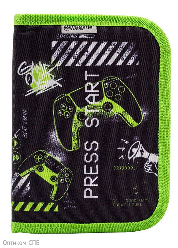 Пенал каркасный ПандаРог Gamepad 200х140х40мм, 1 отделение, 1 дополнительная откидная секция