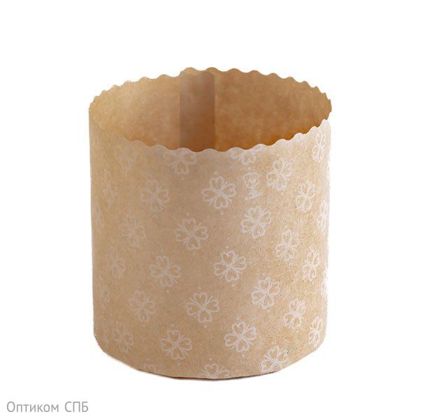 Форма для выпечки кулича Белый цветок на бежевом фоне, диаметр 90 мм, высота 90 мм, 2040 штук