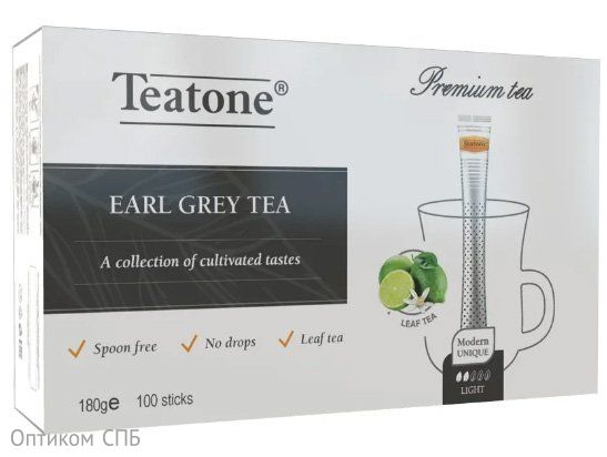 Чай черный с бергамотом TEATONE, 100 стиков