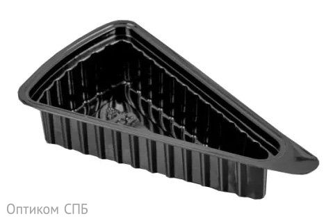 Контейнер для кусочка торта треугольный, 178х95,6х68 мм, дно черное ПЭТ, 700 штук