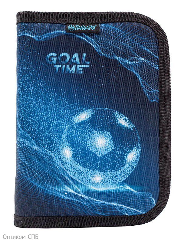 Пенал каркасный ПандаРог Goal Time 200х140х40мм, 1 отделение, 1 доп.откид.секция
