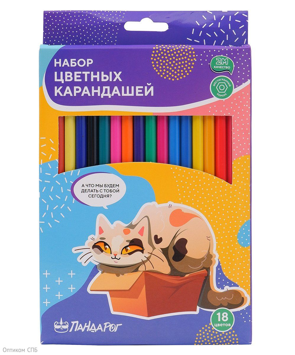 Карандаши цветные ПандаРог Творческие Котики предназначены для рисования, творческих и оформительских работ. Выполнены из пластика, легко затачиваются. Шестигранная форма корпуса снижает напряжение при длительном применении, прочно удерживаются в руке, препятствует скольжению пальцев во время рисования. Мягкий грифель обеспечивает комфортное использование, оставляет ровный след на бумаге, не крошится и не ломается. Диаметр грифеля 2,65 мм. Яркая цветовая палитра формирует вкус и способствует творческому развитию ребенка. Поставляются заточенными в картонной коробке с европодвесом. В наборе 18 цветов.

Карандаши цветные ПандаРог Творческие Котики станут прекрасным дополнением к фломастерам (арт. 15-3229, 15-3233, 15-3237 и 15-3239) и мелкам (арт. 15-3666 и 15-3668) с аналогичным дизайном.