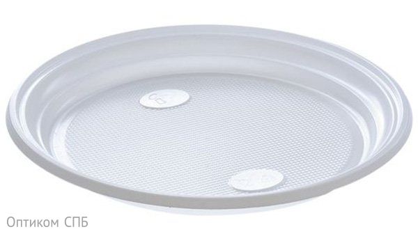 Тарелка пластиковая, диаметр 205 мм, белая, полистирол, 100 штук