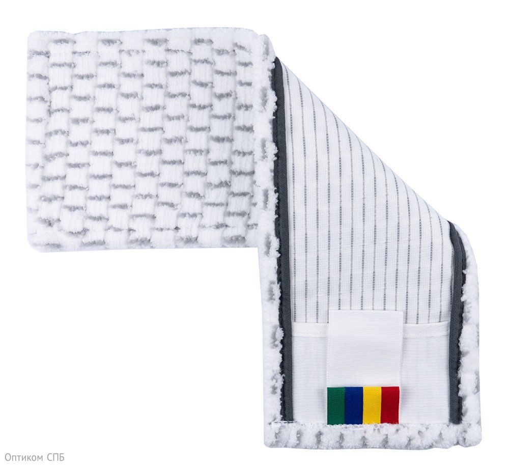 МОП плоский текстильный Optiline, 50х13 см, универсальный, микрофибра с абразивом, белый