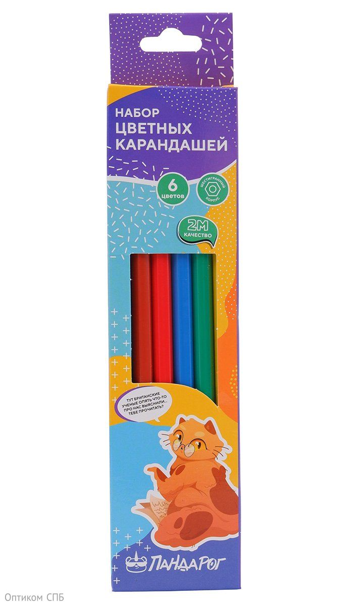 Карандаши цветные ПандаРог Творческие Котики предназначены для рисования, творческих и оформительских работ. Выполнены из пластика, легко затачиваются. Шестигранная форма корпуса снижает напряжение при длительном применении, прочно удерживаются в руке, препятствует скольжению пальцев во время рисования. Мягкий грифель обеспечивает комфортное использование, оставляет ровный след на бумаге, не крошится и не ломается. Диаметр грифеля 2,65 мм. Яркая цветовая палитра формирует вкус и способствует творческому развитию ребенка. Поставляются заточенными в картонной коробке с европодвесом. В наборе 6 цветов.

Карандаши цветные ПандаРог Творческие Котики станут прекрасным дополнением к фломастерам (арт. 15-3229, 15-3233, 15-3237 и 15-3239) и мелкам (арт. 15-3666 и 15-3668) с аналогичным дизайном.