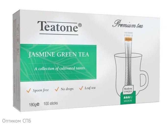 Чай зеленый, Аромат жасмина, TEATONE, 100 стиков