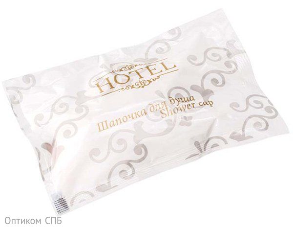 Шапочка для душа Hotel (Отель) используется в душевых и ванных комнатах гостиничных номеров. Имеет упаковку флоупак. В коробке 300 штук.
