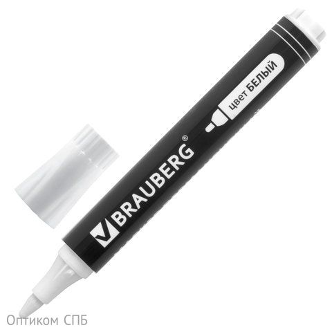 Маркер перманентный Brauberg W5, белый, круглый наконечник 5 мм