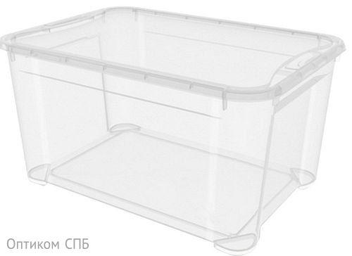 Контейнер с крышкой Кристалл 49 литров, 555х390х290 мм, пластик, прозрачный