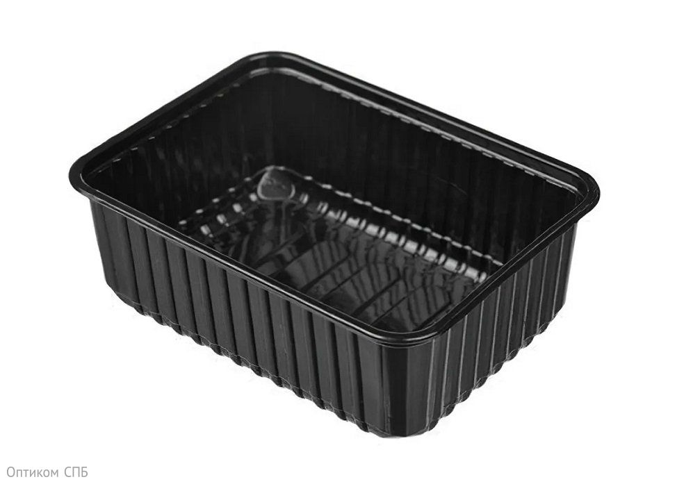 Контейнер под запайку 1000 мл, 187х137х63 мм, черный ПП, 430 штук